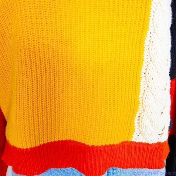 Moon & Madison women's color block cropped sweater,‎ size M - Picture 4 of 16